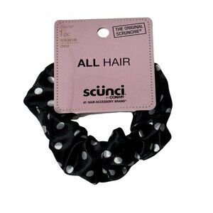 Scunci Satin Polka Dot Scrunchie Black & White Hair Tie